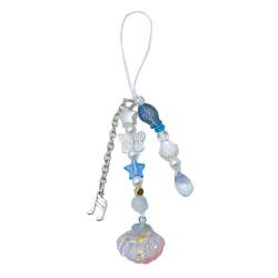 Handgefertigtes Handy-Schlüsselband mit Perlen in Sternform, abnehmbare Handyketten, Schlüsselanhänger, tragbares Accessoire für Frauen von ZSYTF