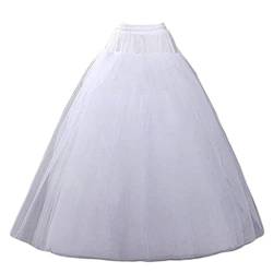 ZSYTF Weißer 4-lagiger Hoopless Petticoat Crinoline Hochzeit Ballkleid Crinoline Brautkleid Petticoat Unterrock Bodenlang, W, One size von ZSYTF