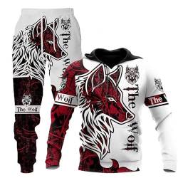 Löwe Jogginganzug Tiger Jogging Sportanzug Fitness Sporthose Hose Hoodie Herren Trainingsanzug Zweiteiliges Set Freizeitanzug mit Löwen Tigermuster Sportswear für Herren Hoodie Jogging Hose (A3,L) von ZTEEG