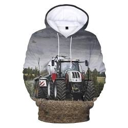 ZTEEG Kinder Traktor Bagger Traktor - Hoodie Jungen Kapuzenpullover Traktor Hoodie Sweatshirt mit Kapuze Kinder Pullover für Mädchen und Jungen (A4,S) von ZTEEG