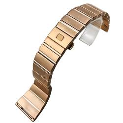 ZUC 15 17 18 23 25mm 316L Edelstahl Armband Fit für Omega Doppeladler Konstellation Uhrenarmband (Color : Gold, Size : 18x9.5mm) von ZUC