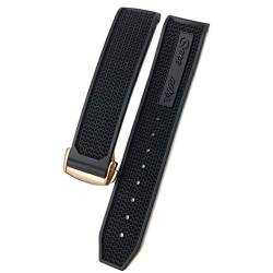 ZUC 20mm 21mm 22mm Hohe Qualität Gummi-Silikon-Armband Fit für Omega Speedmaster Watch Strap Edelstahl-Bereitstellung Schnalle (Color : Black black rose, Size : 20mm) von ZUC