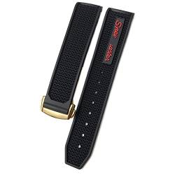 ZUC 20mm 21mm 22mm Hohe Qualität Gummi-Silikon-Armband Fit für Omega Speedmaster Watch Strap Edelstahl-Bereitstellung Schnalle (Color : Black red gold, Size : 19mm) von ZUC