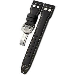 ZUC 20mm 21mm 22mm Rivet Calfskin Watch Band Fit für Iwc Groß ansehen IW5009 Spitfire IW3777 Le Petit Prince Mark Strap (Color : Black white 1, Size : 20mm) von ZUC