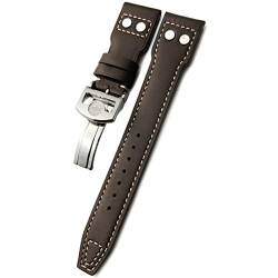 ZUC 20mm 21mm 22mm Rivet Calfskin Watch Band Fit für Iwc Groß ansehen IW5009 Spitfire IW3777 Le Petit Prince Mark Strap (Color : Browm white 1, Size : 20mm) von ZUC