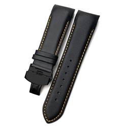 ZUC 22mm 23mm 24mm gekrümmtes Ende Echtes Leder Armband Fit für T035617 Rindslederuhrband Schmetterlingsschließe Armbänder Männer (Color : Black orange black, Size : 24mm) von ZUC