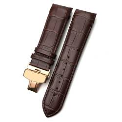 ZUC 22mm 23mm 24mm gekrümmtes Ende Echtes Leder Armband Fit für T035617 Rindslederuhrband Schmetterlingsschließe Armbänder Männer (Color : Brown rose, Size : 22mm) von ZUC