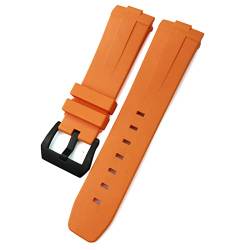 ZUC 24mm Gummi-Silikon für Panerai-Riemen-Bogen-Gebogene Schnittstelle PAM441 111 312 359 438 320 Uhrenband Männer Sport Armband Zubehör (Color : Orange Black, Size : 24mm) von ZUC