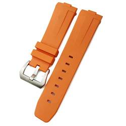 ZUC 24mm Gummi-Silikon für Panerai-Riemen-Bogen-Gebogene Schnittstelle PAM441 111 312 359 438 320 Uhrenband Männer Sport Armband Zubehör (Color : Orange Silver, Size : 24mm) von ZUC