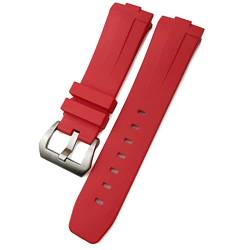 ZUC 24mm Gummi-Silikon für Panerai-Riemen-Bogen-Gebogene Schnittstelle PAM441 111 312 359 438 320 Uhrenband Männer Sport Armband Zubehör (Color : Red silver, Size : 24mm) von ZUC