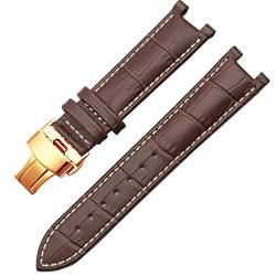 ZUC Echtes Leder Armband für GC 22 * 13mm 20 * 11mm Kerbelband mit Haltekleidungsschmetterlingsschnalle Männer und Frauen Watch Gürtel (Color : D, Size : 20-11mm) von ZUC