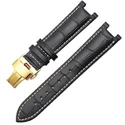 ZUC Echtes Leder Armband für GC 22 * 13mm 20 * 11mm Kerbelband mit Haltekleidungsschmetterlingsschnalle Männer und Frauen Watch Gürtel (Color : K, Size : 22-13mm) von ZUC