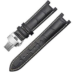 ZUC Echtes Leder Armband für GC 22 * 13mm 20 * 11mm Kerbelband mit Haltekleidungsschmetterlingsschnalle Männer und Frauen Watch Gürtel (Color : L, Size : 20-11mm) von ZUC