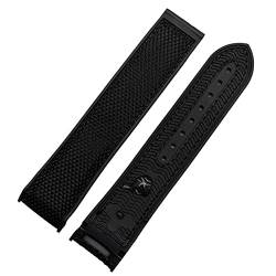 ZUC Nylon-Gummi-Armband für Omega Herren Faltschließe Armband Uhrenzubehör Silikon-Uhrenarmband Kette (Color : Black Band, Size : 20mm) von ZUC
