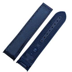 ZUC Nylon-Gummi-Armband für Omega Herren Faltschließe Armband Uhrenzubehör Silikon-Uhrenarmband Kette (Color : Blue Band, Size : 20mm) von ZUC