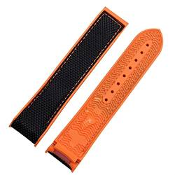ZUC Nylon-Gummi-Armband für Omega Herren Faltschließe Armband Uhrenzubehör Silikon-Uhrenarmband Kette (Color : Orange Band, Size : 22mm) von ZUC