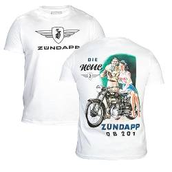 ZÜNDAPP T-Shirt Herren Damen | Basic Tshirt für Männer oder Frauen Erwachsene Unisex | T Shirt schwarz Weiss grau Oliv (as3, Alpha, 3X_l, Regular, Regular, weiß Uni) von ZÜNDAPP