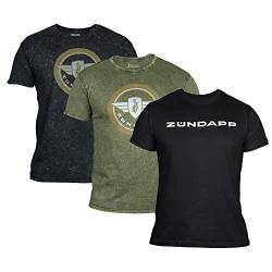 ZÜNDAPP T Shirt Herren oder Damen | Basic Tshirt 3er Set | Unisex Baumwoll T-Shirt 3er Pack (XL, grau Snow Washed + Oliv meliert + schwarz Uni) von ZÜNDAPP