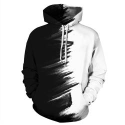 ZUEVI Herren Hoodies Neuheit 3D Lustig Gedruckt Grafik Pullover Hoodie Sweatshirts mit Taschen, schwarz/weiß, Medium von ZUEVI