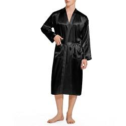 ZUEVI Herren-Kimono, langärmelig, Satin, Drache, leichter Bademantel, Z-schwarz, X-Large von ZUEVI