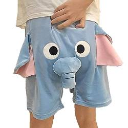 Unisex Screaming Couple Flying Elephant Shorts, Fliegendem Elefanten Unisex-Shorts, Lustige Elefanten-Shorts, Neuartige Elefanten Shorts, Schlafanzug-Shorts, lässige lose Heimshorts (2XL, Blau) von ZUICC