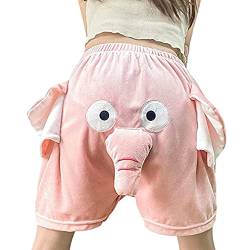 Unisex Screaming Couple Flying Elephant Shorts, Fliegendem Elefanten Unisex-Shorts, Lustige Elefanten-Shorts, Neuartige Elefanten Shorts, Schlafanzug-Shorts, lässige lose Heimshorts (L, Rosa) von ZUICC