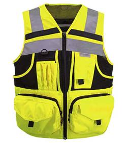ZUJA 3M Reflektierende Streifen Sicherheitsweste Strick und Oxford Warnweste mit Taschen, helle Konstruktion, Arbeitskleidung für Herren und Damen, Hi-vis Yellow, XX-Large von ZUJA