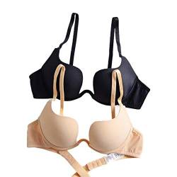 Nature Plunge BH Deep U Push up Multiway Convertible Unterwäsche Multifunktions - (Schwarz+Apricot 75C) von ZUKULIFE