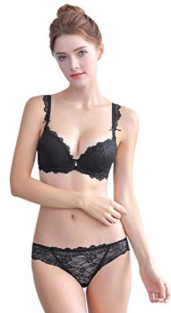 ZUKULIFE Damen Spitzen Push Up BH Unterwäsche Sets - (Schwarz 75B) von ZUKULIFE