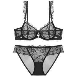 ZUKULIFE Nature Damen Dünn Transparenten Spitzen BH Set - (Schwarz 80D) von ZUKULIFE