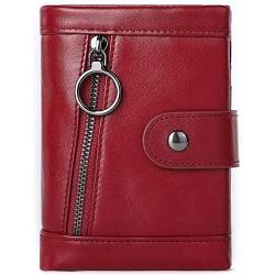 ZUMAHA Neu Brieftasche aus echtem Leder, minimalistischer Business-Stil, schmale Flip-Geldbörsen, Kreditkartenfächer, Reißverschluss, Anti-Diebstahl-Bürste, Geldbörsen Portemonnaie von ZUMAHA
