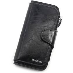 ZUMAHA Neu Damen Geldbörse Wachsöl Leder Brieftasche Retro Leder Geldbörse Handy Damen Langlebig Geldbörsen Organisiert und leicht zugänglich Portemonnaie von ZUMAHA