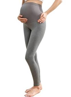 ZUMIY Schwangerschafts Leggings für Umstandsleggings, Baumwolle hoch tailliert über dem Bump, Weiche Bauchstütze Dehnbare Schwangerschaftsleggings, Mutterschaft Umstandshose Leggings (L,Dunkelgrau) von ZUMIY