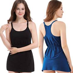 ZUMIY Schwangerschafts-Top Stillshirt, Postpartale Stillen Cami, Umstandstop Umstandsmode Tank Top Racerback (Black+Peacock Blue /2pack, S) von ZUMIY