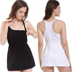 ZUMIY Schwangerschafts-Top Stillshirt, Postpartale Stillen Cami, Umstandstop Umstandsmode Tank Top Racerback (Black+White /2pack, S) von ZUMIY