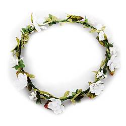 Butterme Damen Mädchen Blumen Stirnband Haarband Kopfband Krone Boho Blumenhaar Dekoration für Garland Wedding Festival Party Travel (Weiß) von ZUMUii