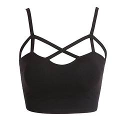 Butterme Frauen Sexy Riemchen Crop Tank Tops Bustier-Ausschnitt Bralette Nahtlose Strand Bra, Schwarz, One Size von ZUMUii