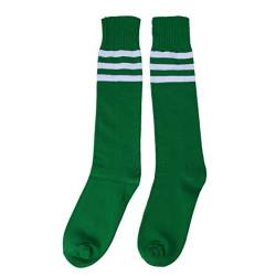 Butterme Klassische Schule Stripe Knie hoch Lange Socken Sportlich Volleyballsocken Football KnieSocken Sport Rohr Socke weiß auf grün von ZUMUii