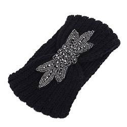 Butterme Sequin Knit Stirnband Mode-Stirnband mit Blumendekoration Frauen -6 Farben (Schwarz) von ZUMUii