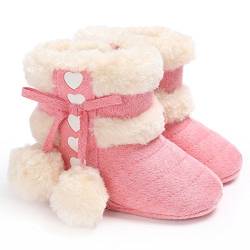 ZUMUii Butterme Babyschuhe Longra Baby Stiefel Winter Warm Soft Sohle Anti-Rutsch Mid Kalb Krippe Schuhe mit Pelz getrimmt Pom Pom Säugling Prewalker Kleinkind Schnee Stiefel Für 0-18 Monate Baby von ZUMUii