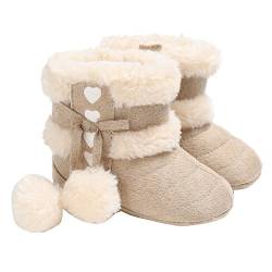 ZUMUii Butterme Babyschuhe Longra Baby Stiefel Winter Warm Soft Sohle Anti-Rutsch Mid Kalb Krippe Schuhe mit Pelz getrimmt Pom Pom Säugling Prewalker Kleinkind Schnee Stiefel Für 0-18 Monate Baby von ZUMUii