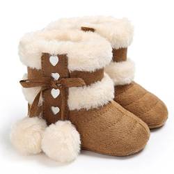 ZUMUii Butterme Babyschuhe Longra Baby Stiefel Winter Warm Soft Sohle Anti-Rutsch Mid Kalb Krippe Schuhe mit Pelz getrimmt Pom Pom Säugling Prewalker Kleinkind Schnee Stiefel Für 0-18 Monate Baby von ZUMUii