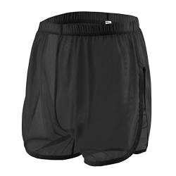 Herren Sexy Mesh See Through Trunks Stretch Atmungsaktive Unterwäsche Shorts Weiche Lose Boxershorts Briefs, 1 Pack-Schwarz (8382), XXXL von ZUOLAIYIN