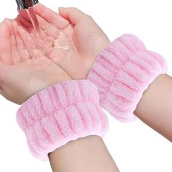 Gesichtswasch-Armbänder,2 Stück saugfähige Korallenvlies-Handgelenk-Gesichtswaschbänder | Flauschige Handgelenkhandtücher zum Waschen des Gesichts, elastische Haargummis für Frauen, Xuanshengjia von ZUREGO