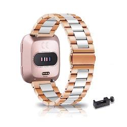 ZUREGO Metall Armband Für Fitbit Versa/Versa 2/Versa Lite/Versa SE Armband Metall Frauen Männer, Metallarmband Edelstahl für Männer Kompatibel mit Fitbit Versa/Versa 2/Versa Lite/Versa SE (L) von ZUREGO