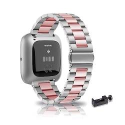 ZUREGO Metall Armband Für Fitbit Versa 3/ Versa 4/ Sense/ Sense2 Armband Metall Frauen Männer, Metallarmband Edelstahl für Männer Kompatibel mit Fitbit Versa 3/ Versa 4/ Sense/ Sense2 (M) von ZUREGO