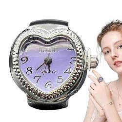 ZUREGO Vintage-Fingerring-Uhr, Fingeruhr, Herzform, runde Ringuhr, dehnbares Band, elastisches Analog-Fingerring-Uhr für Herren, Party, violett, 1 von ZUREGO