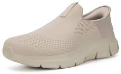 ZUSERIS Damen Herren Mesh Sneaker Slip On Sportschuhe Turnschuhe Outdoor Freizeit Fitness Schuhe Einlegesohlen Fußgewölbe Leichte Bequeme Beige 37 von ZUSERIS