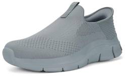 ZUSERIS Damen Herren Mesh Sneaker Slip On Sportschuhe Turnschuhe Outdoor Freizeit Fitness Schuhe Ohne Schnürsenkel Einlegesohlen Fußgewölbe Leichte Bequeme Grau 40 von ZUSERIS