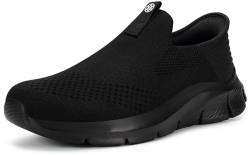 ZUSERIS Damen Sneaker Herren Turnschuhe Leichte Sportschuhe Slip On Freizeit Casual Atmungsaktiv Bequeme Walking Schuhe Einlegesohlen Fußgewölbe Schwarz 36 von ZUSERIS